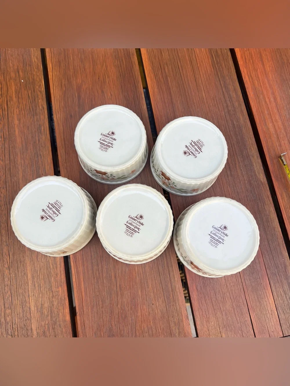 Countryside Stoneware Collection Floral Round Ribbed Ramekins Set of Five Japan